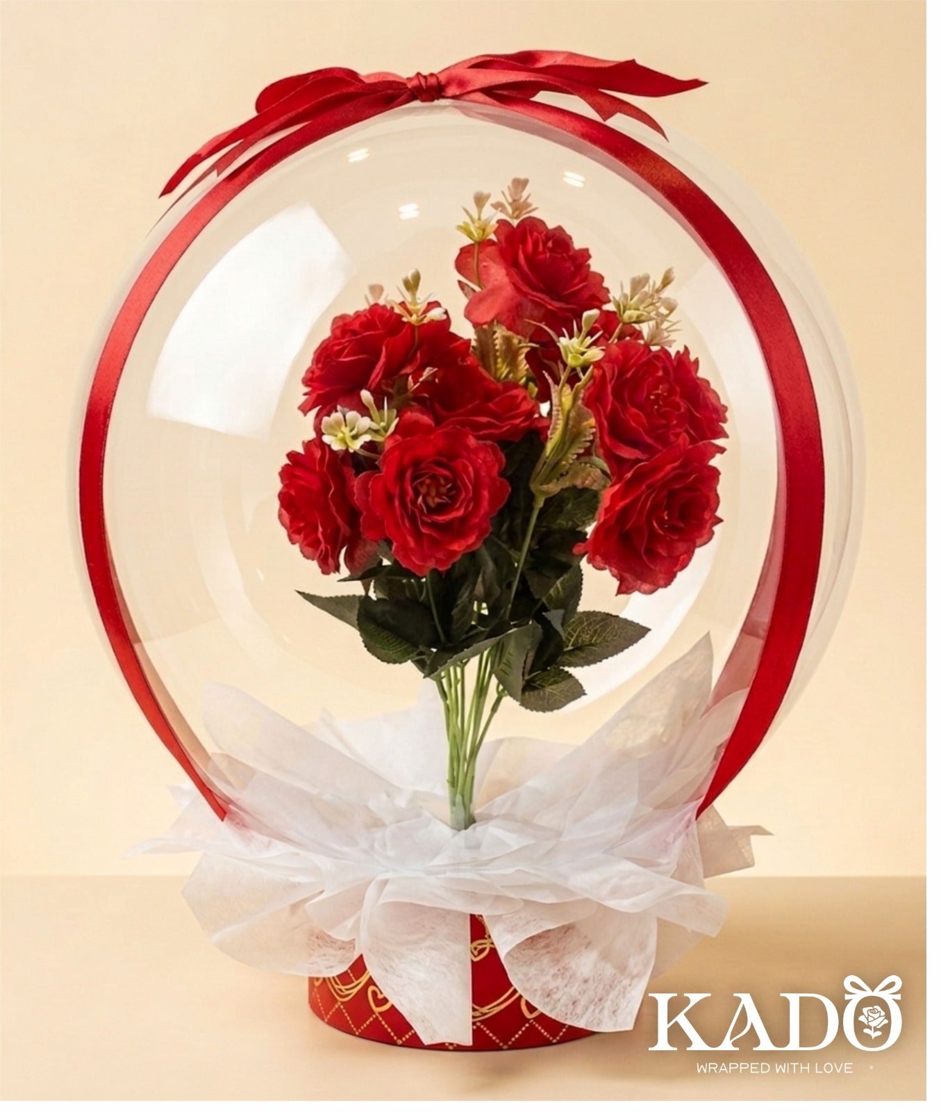 Red blooms in balloon