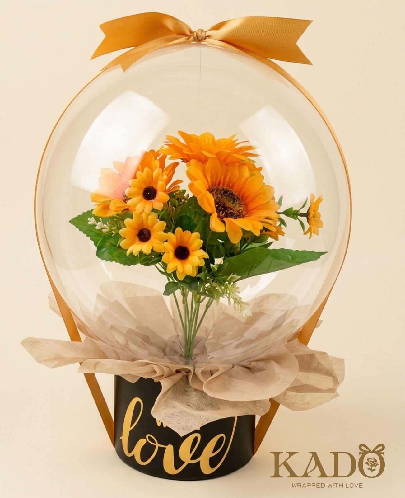 Sunflower blooms in balloon